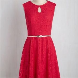 Coral red lace dress